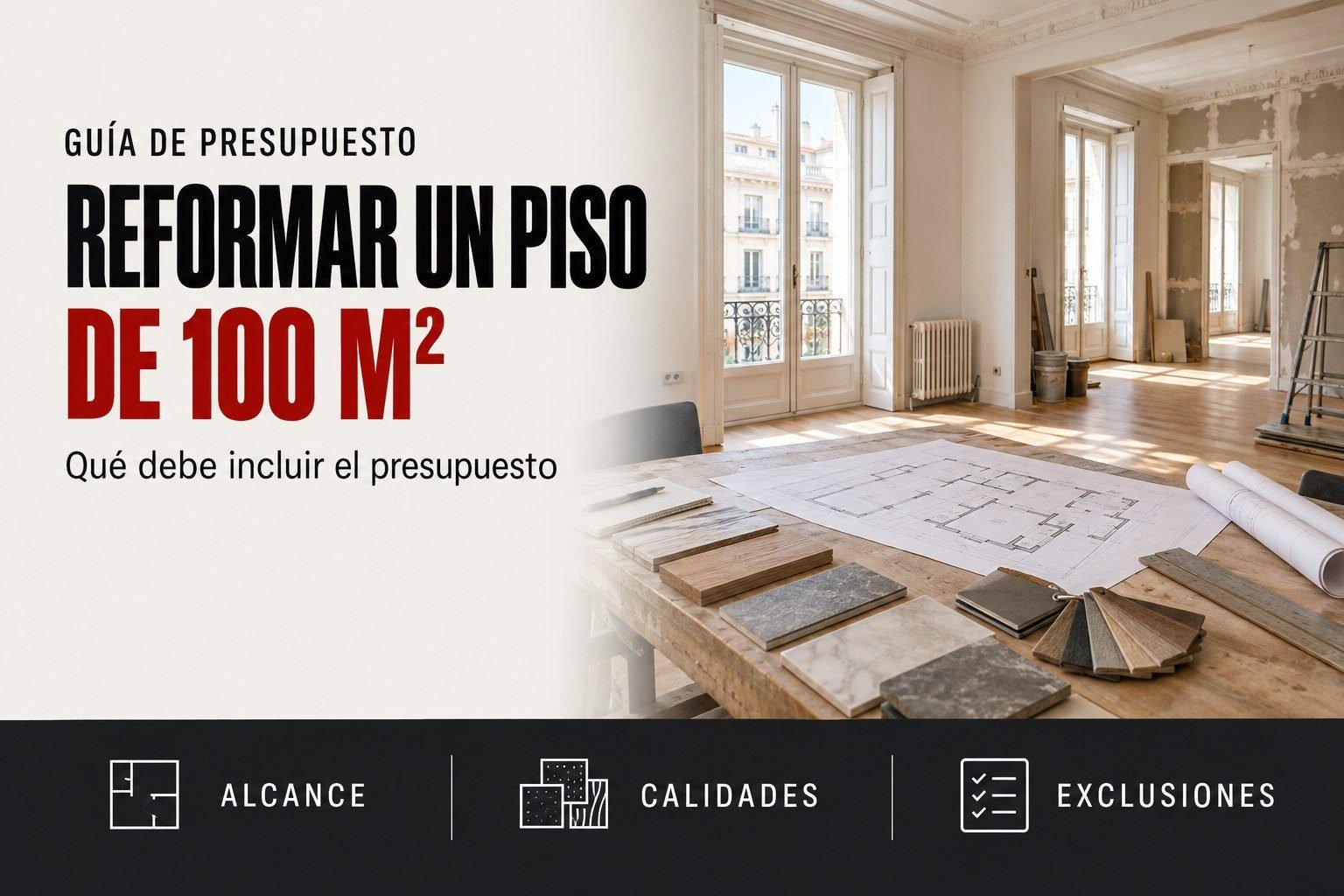 Cuánto cuesta reformar un piso de 100 metros: comparar alcance, calidades y presupuesto