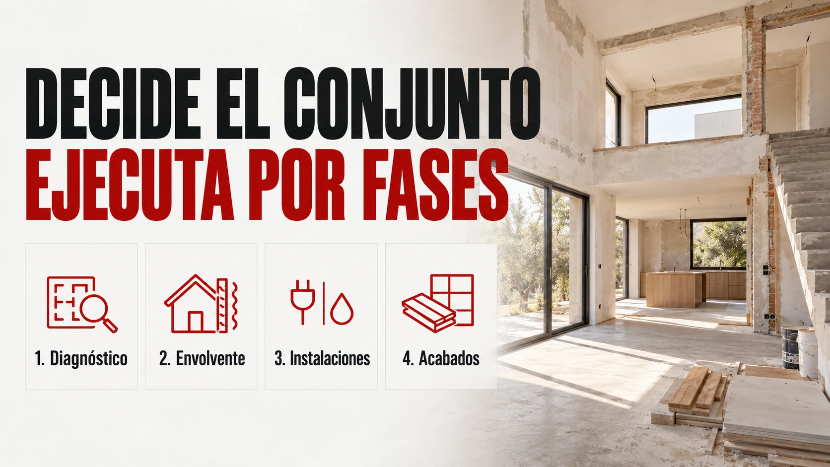 Reformar un chalet por fases: diagnóstico, envolvente, instalaciones y acabados