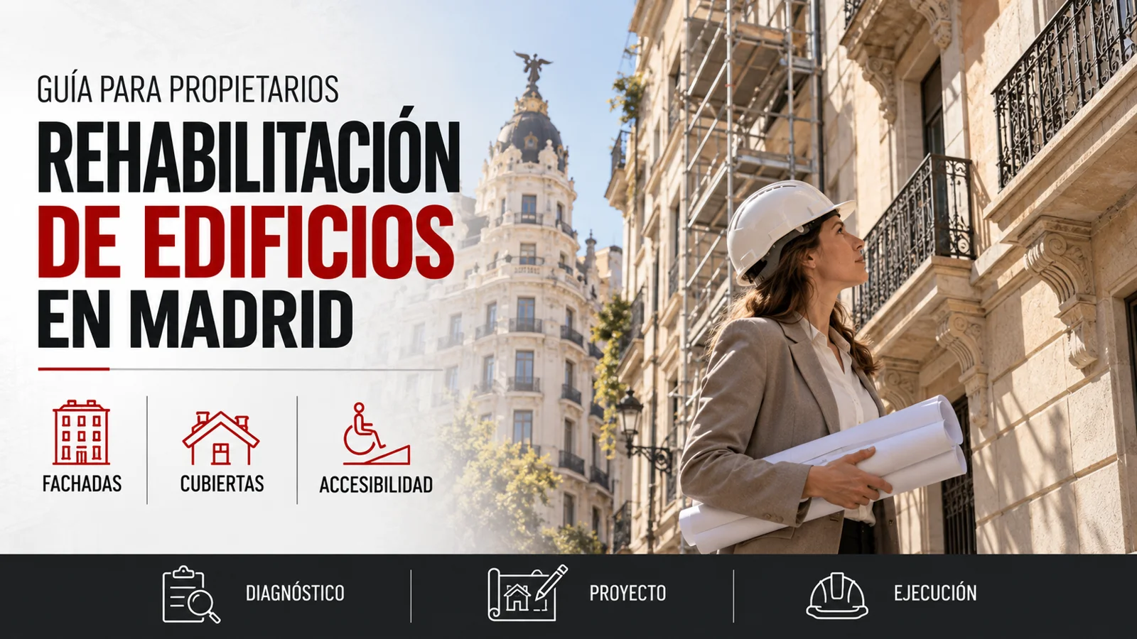 Inicio 58 Ilustración de una profesional inspeccionando una fachada para la rehabilitación de edificios en Madrid